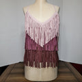 Main Strip Purple Faux Suede Fringe Tank w/ Bling - Size Large
