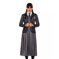 2 Pc Wednesday Addams Adult Costume w/ Wig - Size Medium NEW