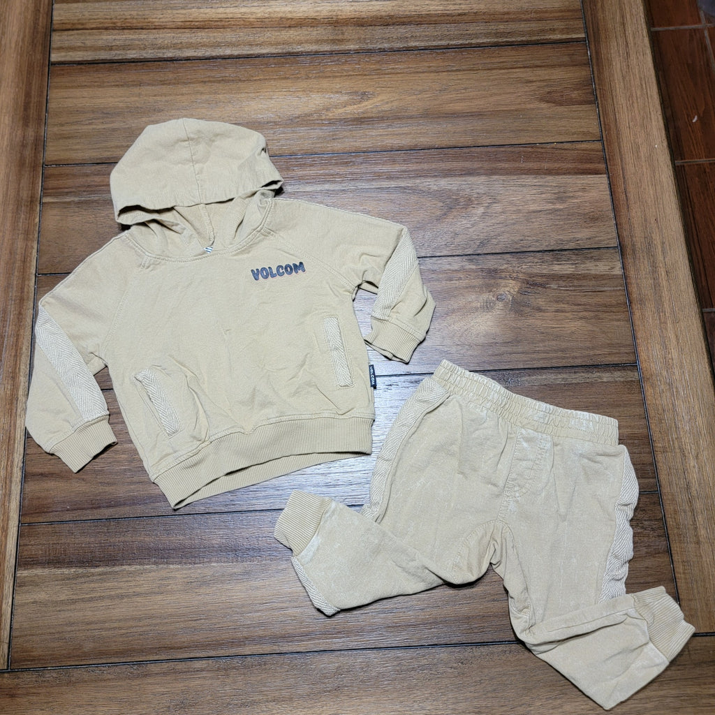 2 Pc Volcom Infant Pant & Matching LS Hooded Island Skull Shirt Set  - Size 18M