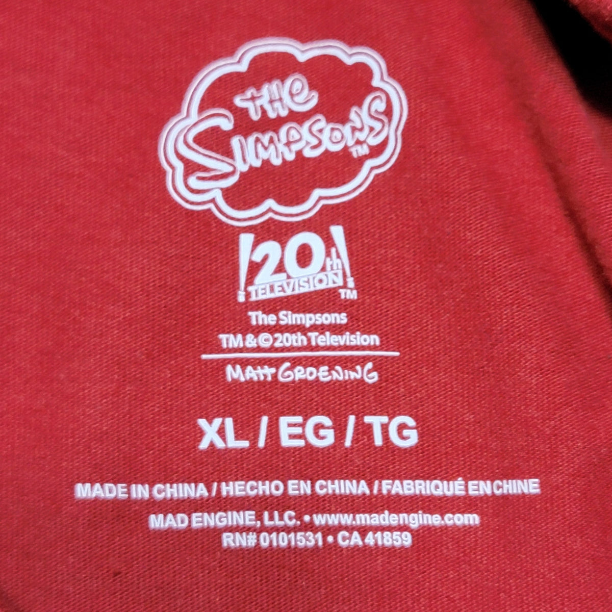The Simpsons LS Red Christmas Tee Family Pic in Wreath - Size XL