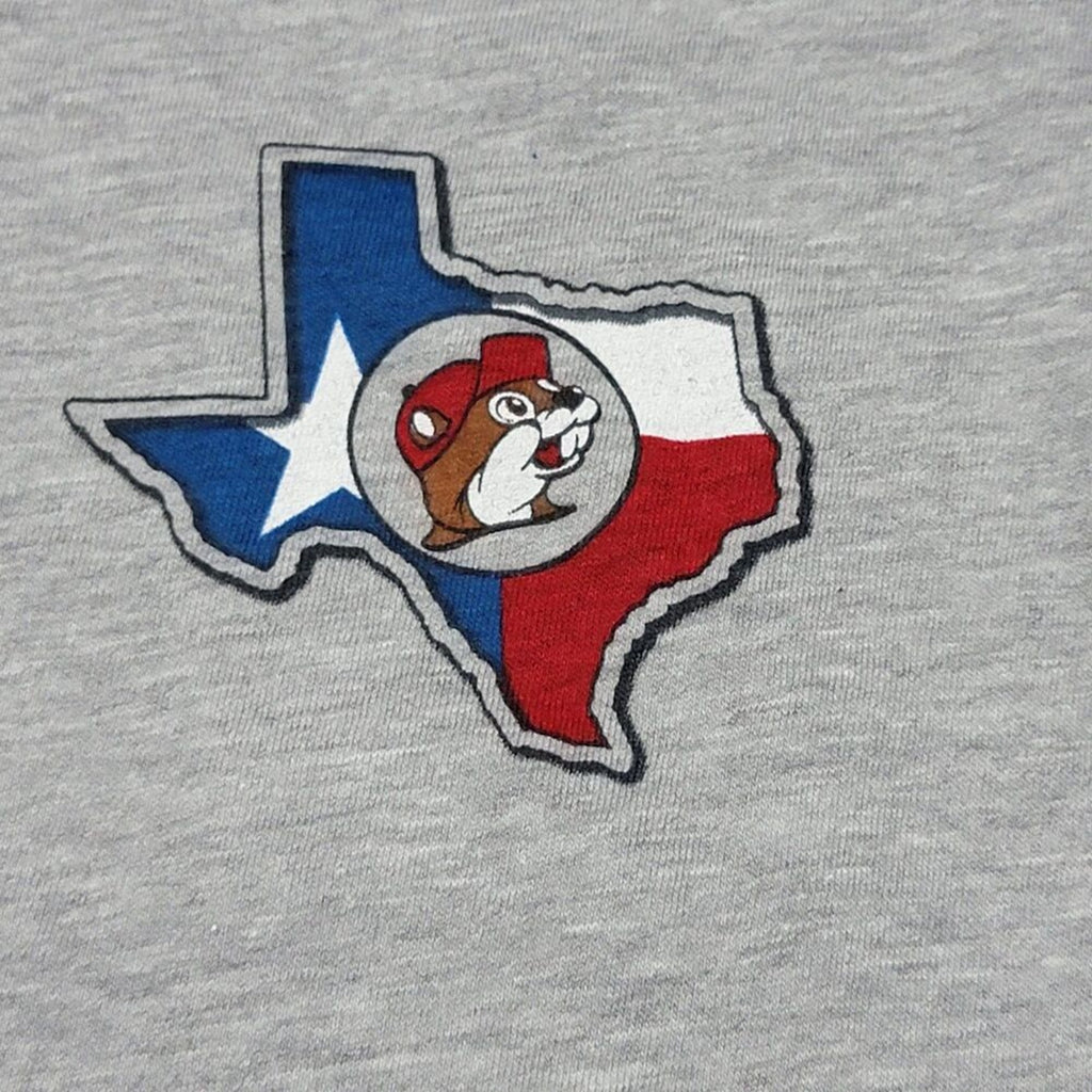 Buc-ee's Graphic SS Grey Unisex Tee "Greetings From Texas" - Size Small NWT
