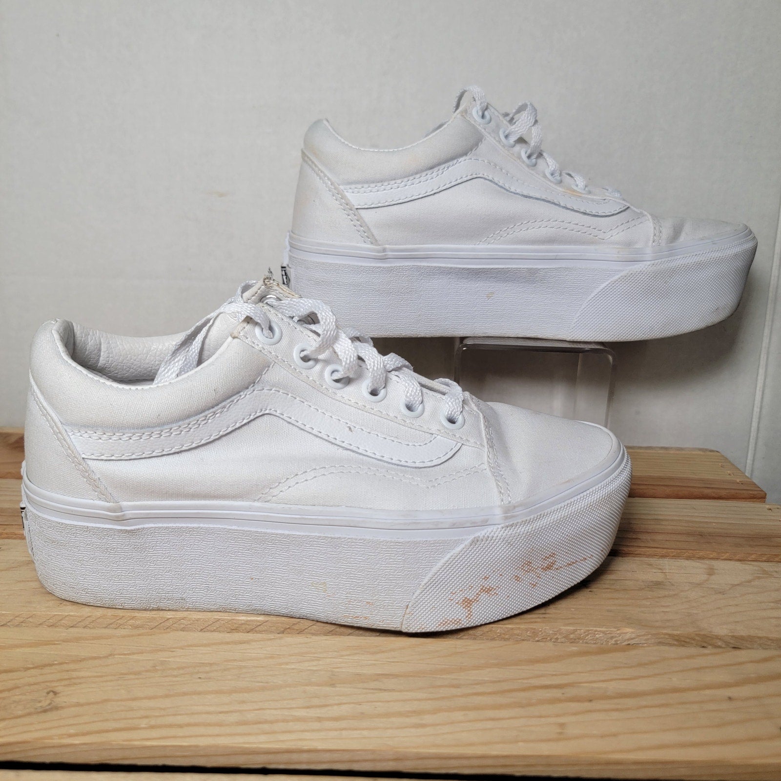 VANS Old Skool Stackform True White Sneakers - Size 4M / 5.5W