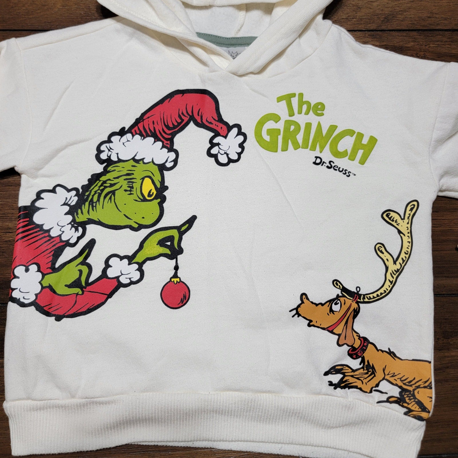 2 Pc The Grinch White Hooded Jogger Set "Feeling Extra Grinchy Today" - Size 5