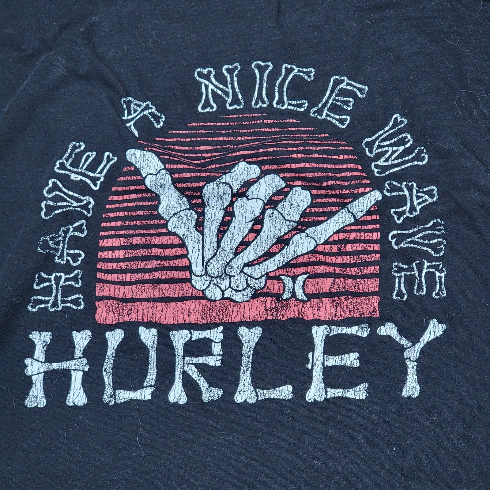 Hurley LS Black Tee "Have A Nice Wave"  - Size Medium