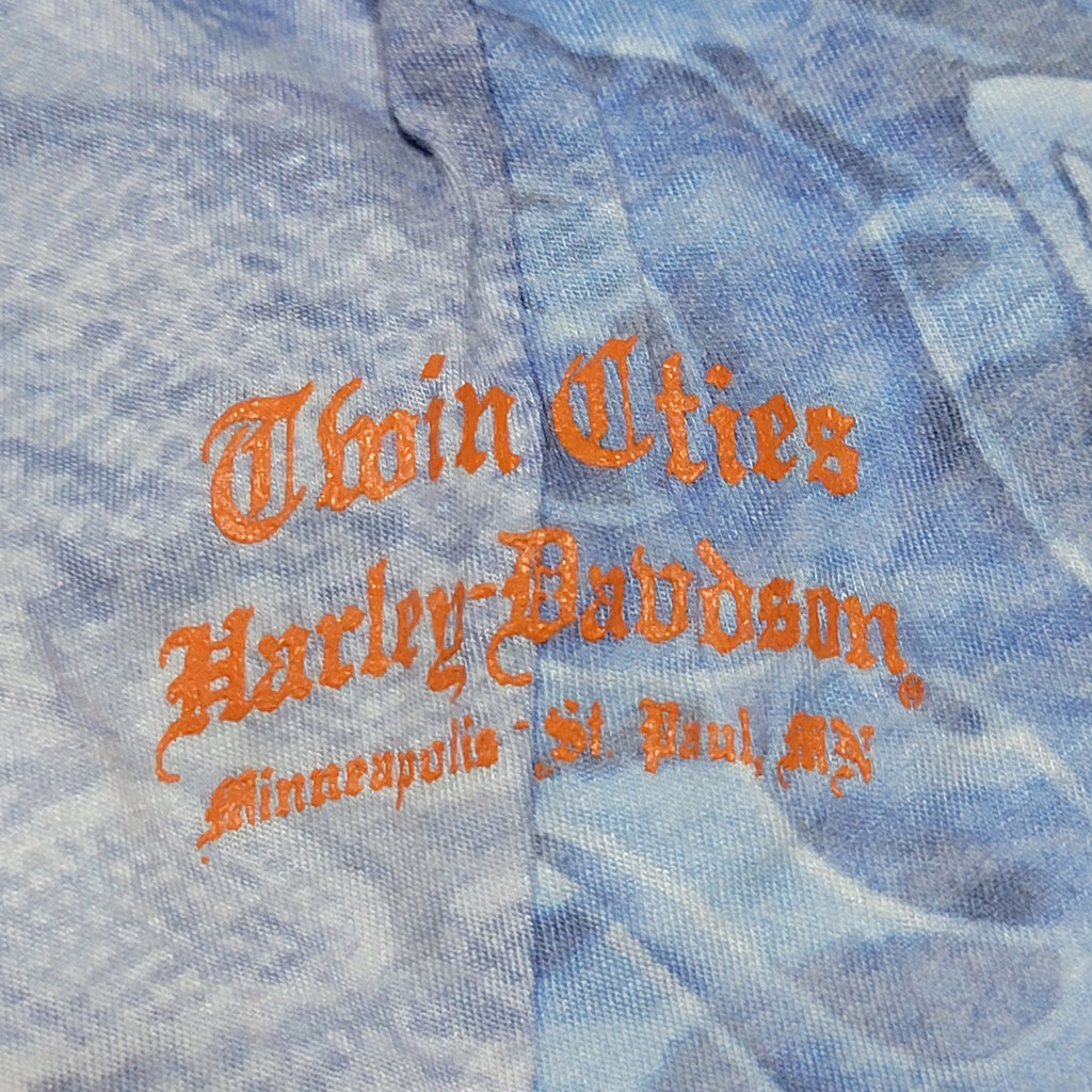 Harley-Davidson Lt. Blue Blouse Flame Roses - Size Junior XL