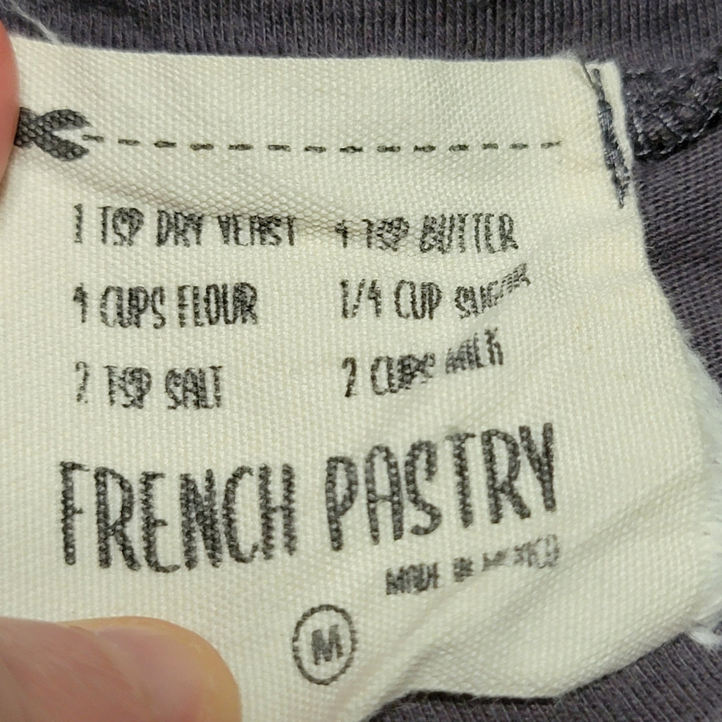 French Pastry Dark Grey Tee Hoodie Bear - Size Medium