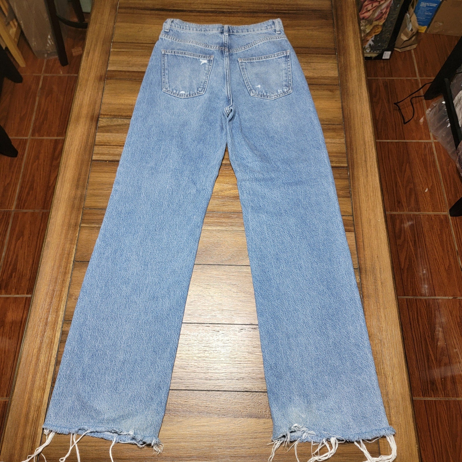 Zara 90's Full Length Straight Denim Jeans w/ Raw Hem - Size 6