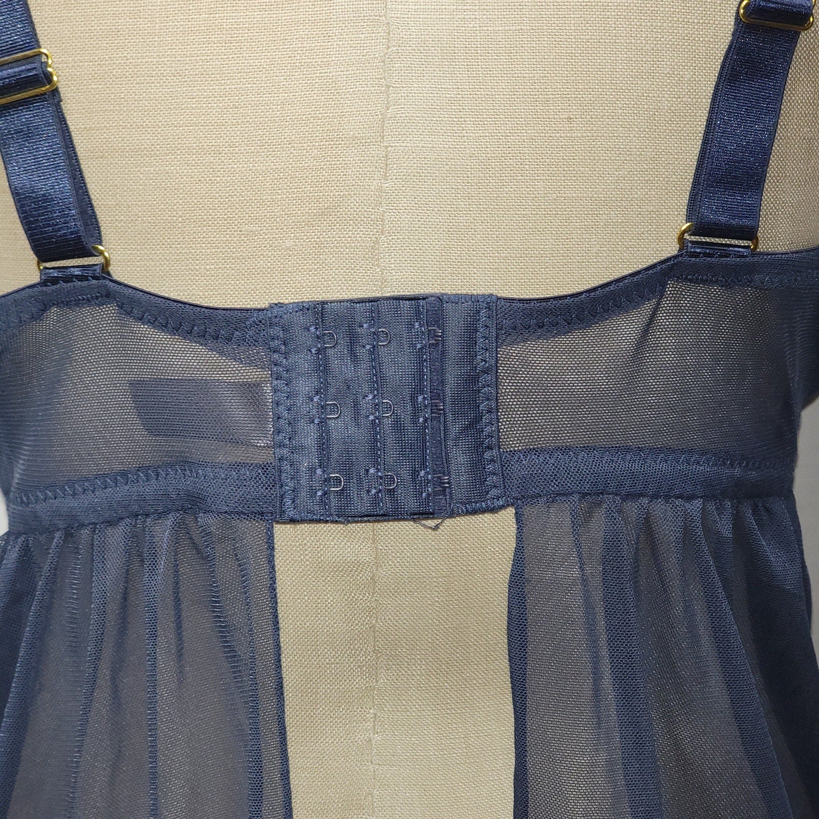 Daisy Fuentes Dark Navy Lace Sheer Babydoll Lingerie - Size 2X