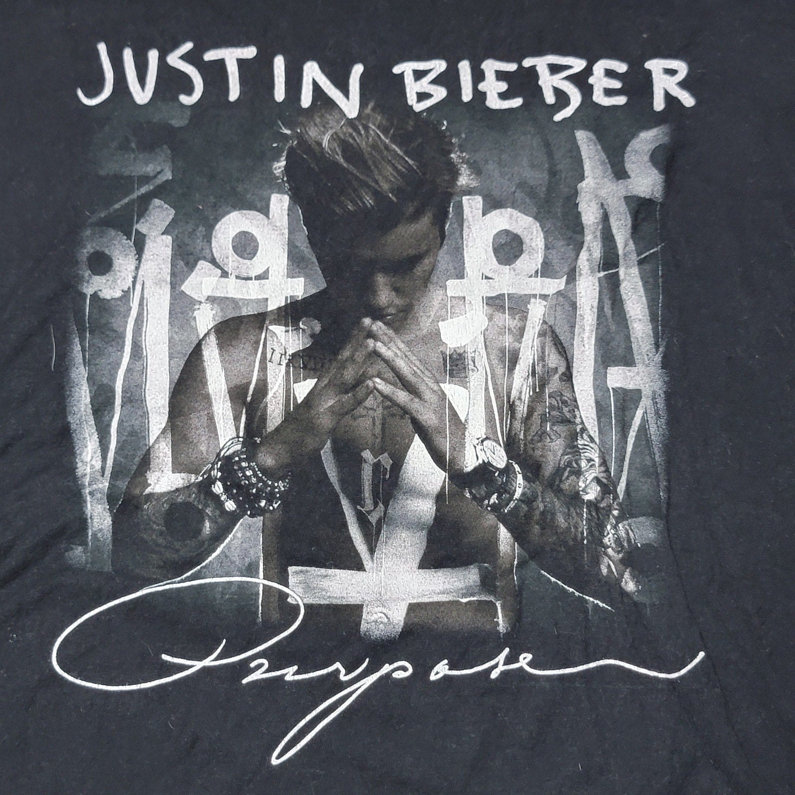 Justin Bieber Black Unisex Tee "Purpose" - Size XL