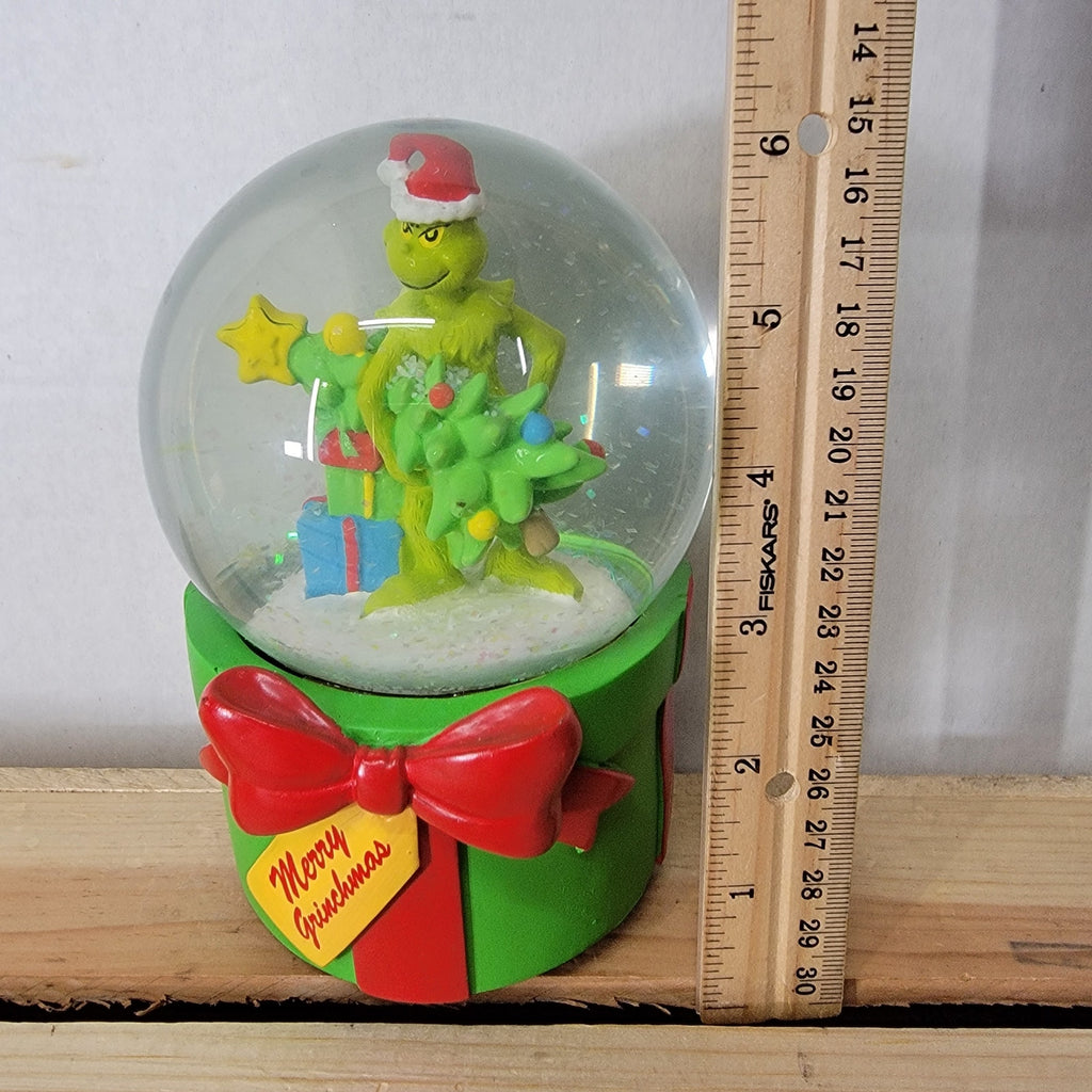 Grinch Glitter Snow Globe "Merry Grinchmas" w/ Wind Up Music Box