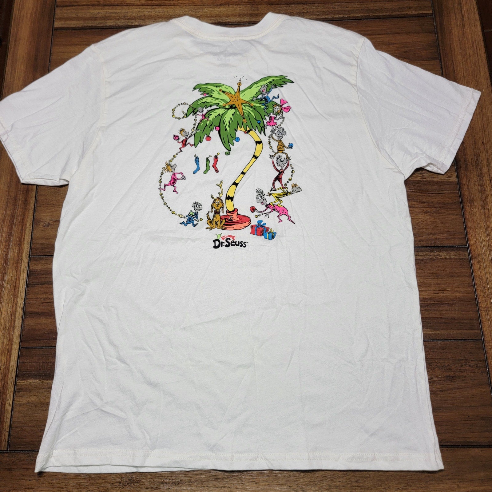 Billabong x Dr. Seuss Unisex White Tee Christmas Palm Tree - Size XL