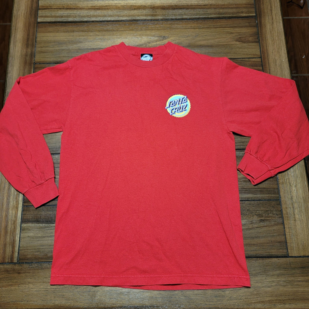 Santa Cruz Red LS Unisex Tee Shakey Logo - Size Medium