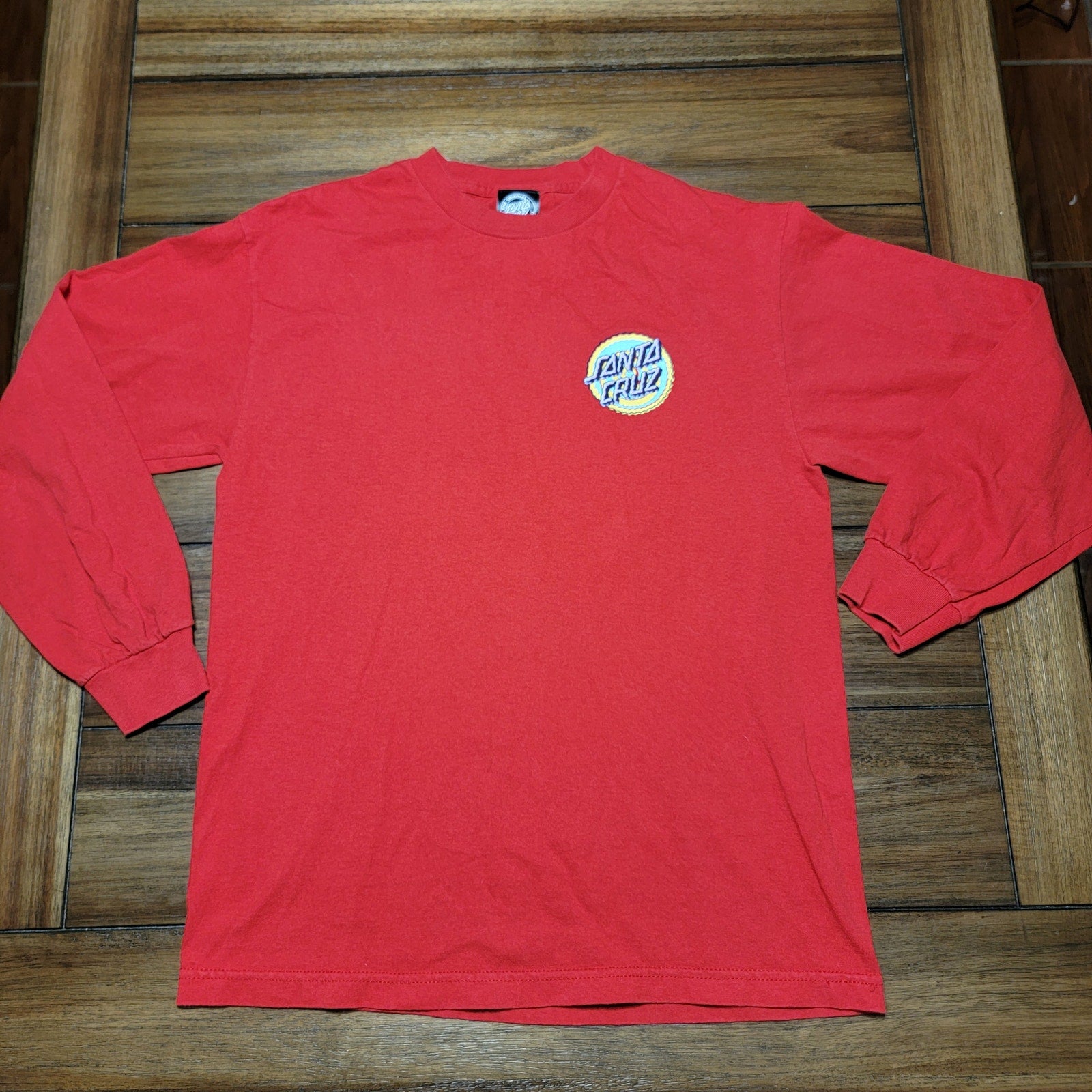 Santa Cruz Red LS Unisex Tee Shakey Logo - Size Medium
