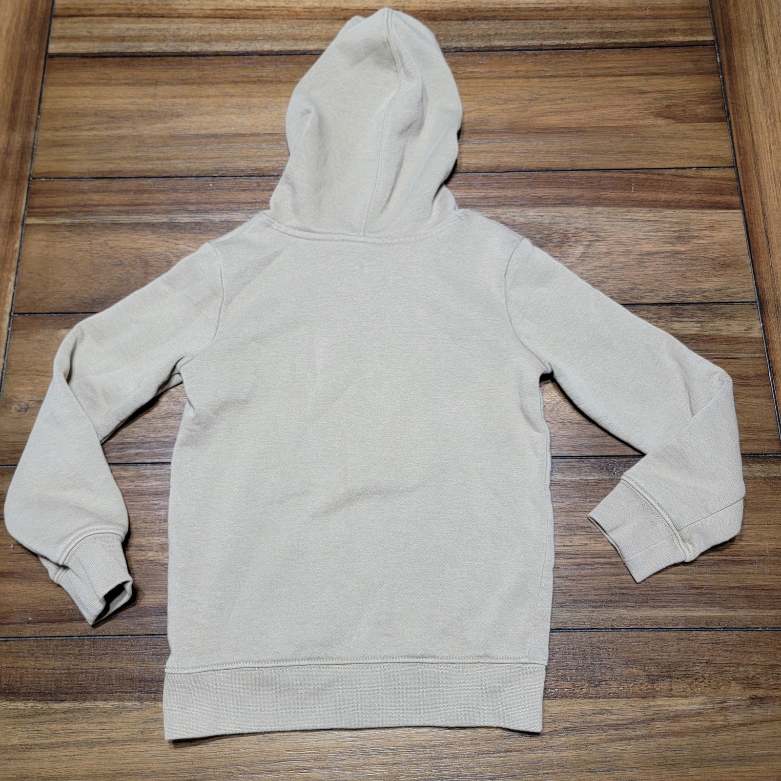 Nike Kids Beige LS Pullover Hoodie Grey Logo - Size Small (4-5 yrs)
