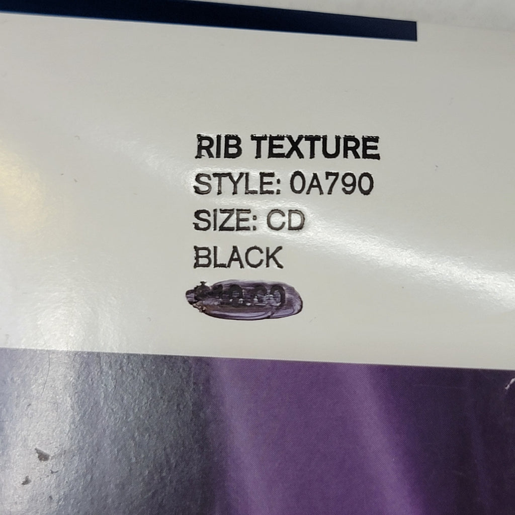 Macy's Hanes Rib Texture Panty Hose - Size CD Black NEW