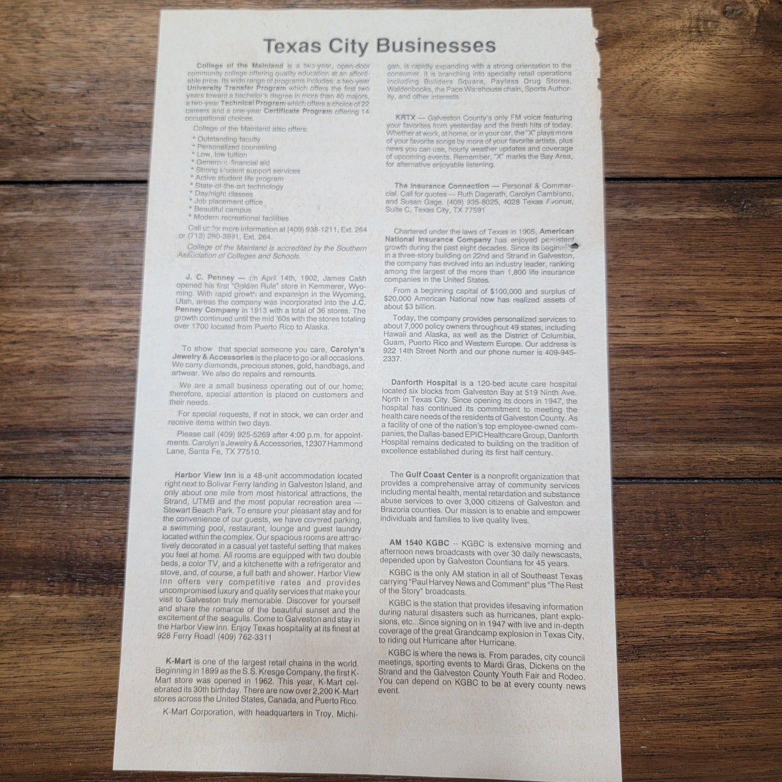 VINTAGE Texas City / La Marque (Texas) Board Game: Your Hometown Tycoon Game
