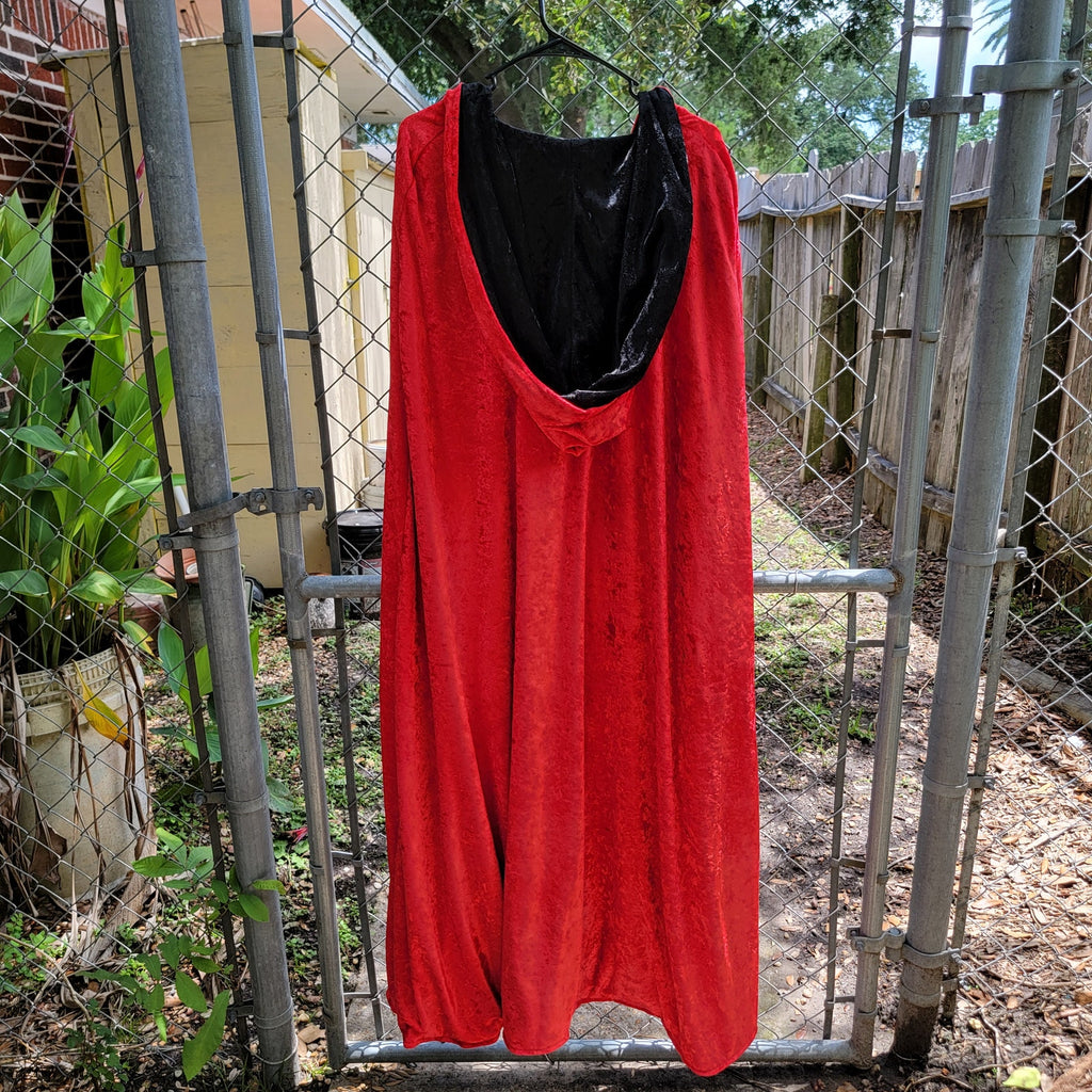 Unbranded Red / Black Reversable Velvet Hooded Long Cloak