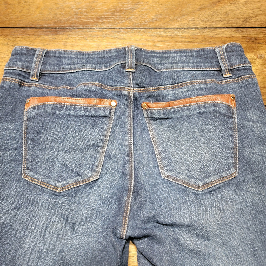 White House Black Market Skimmer Straight Denim Jeans w/ Zip Cuffs - Size 6P