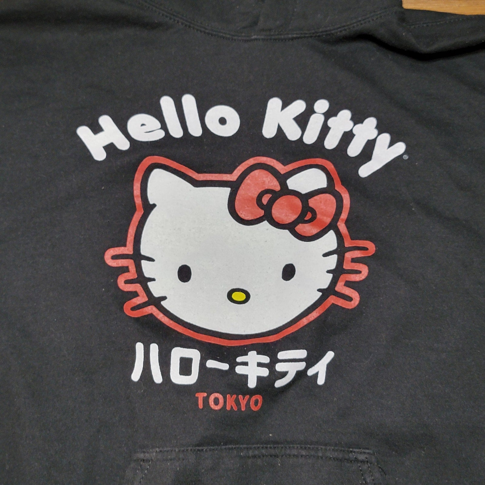 Hello Kitty Black LS Pullover Unisex Hoodie "Hello Kitty Tokyo" - Size Medium