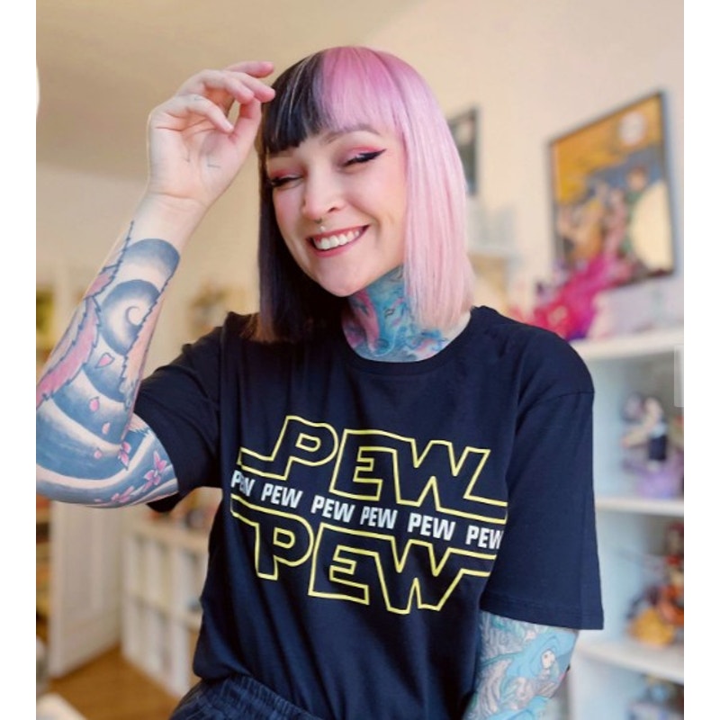 Star Wars Black Unisex Tee (Gildan) "Pew Pew Pew" - Size Medium
