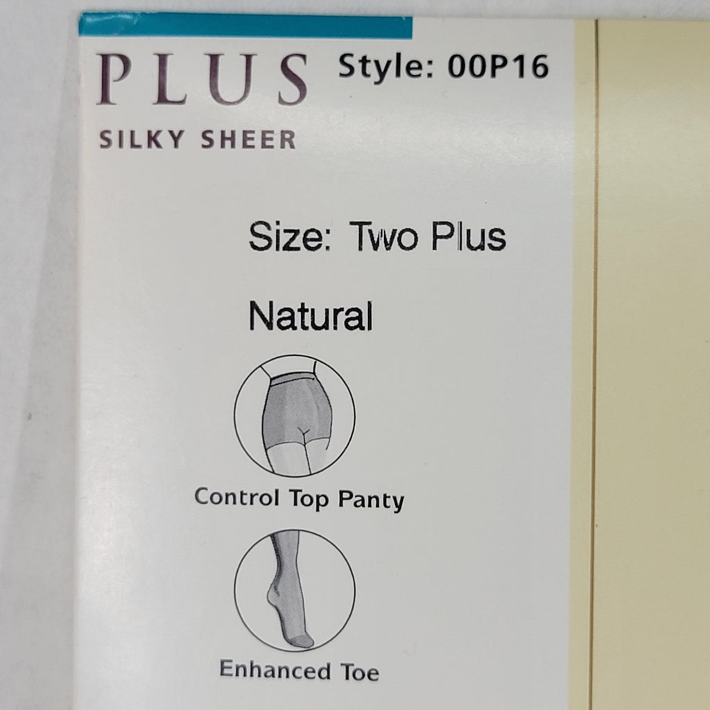 Hanes Silk Reflections Enhanced Toe Control Top Panty Hose -Two Plus Natural NEW