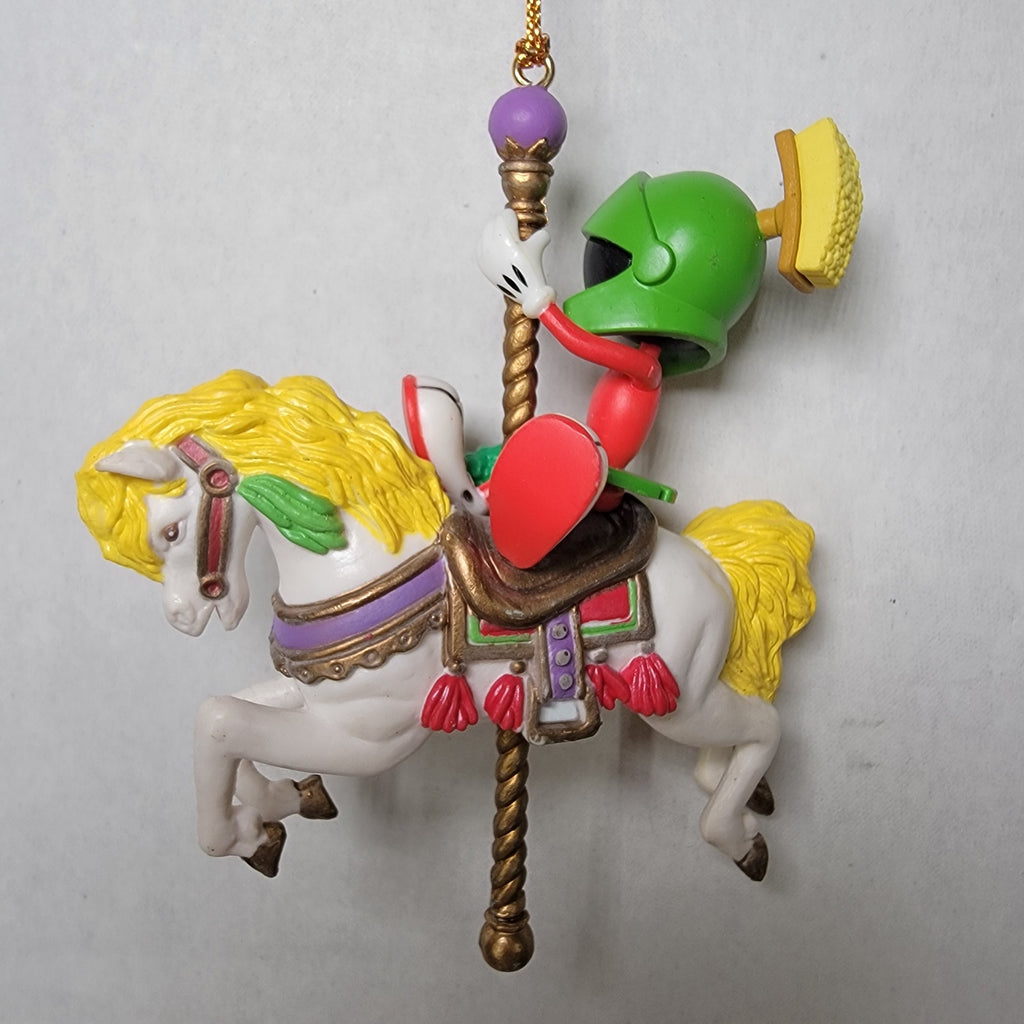 VINTAGE 1997 Looney Tunes Marvin The Martian Carousel Horse Ornament w/ Box