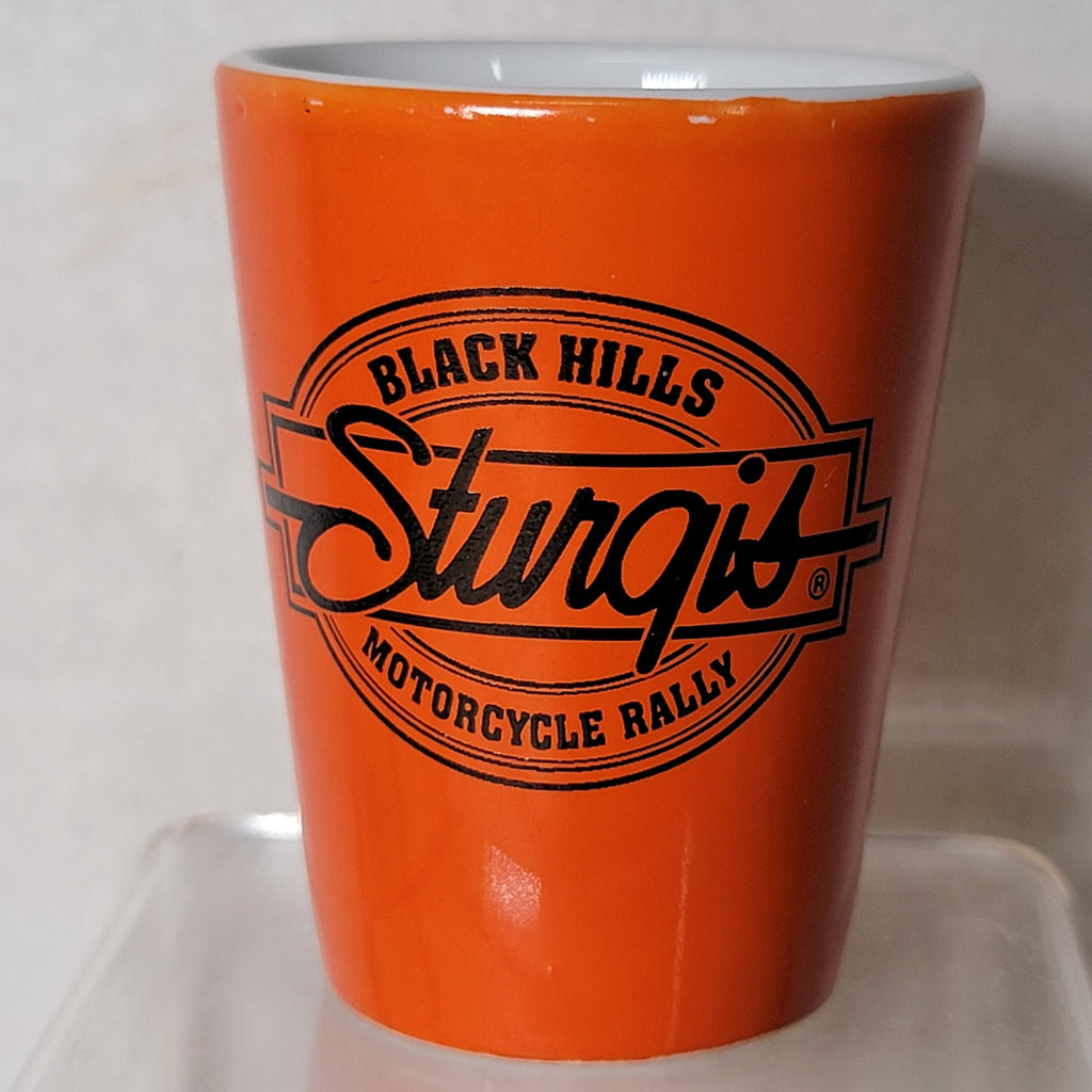 Ceramic Shot Glass From Sturgis Motorcycle Rally, Black Hills SD