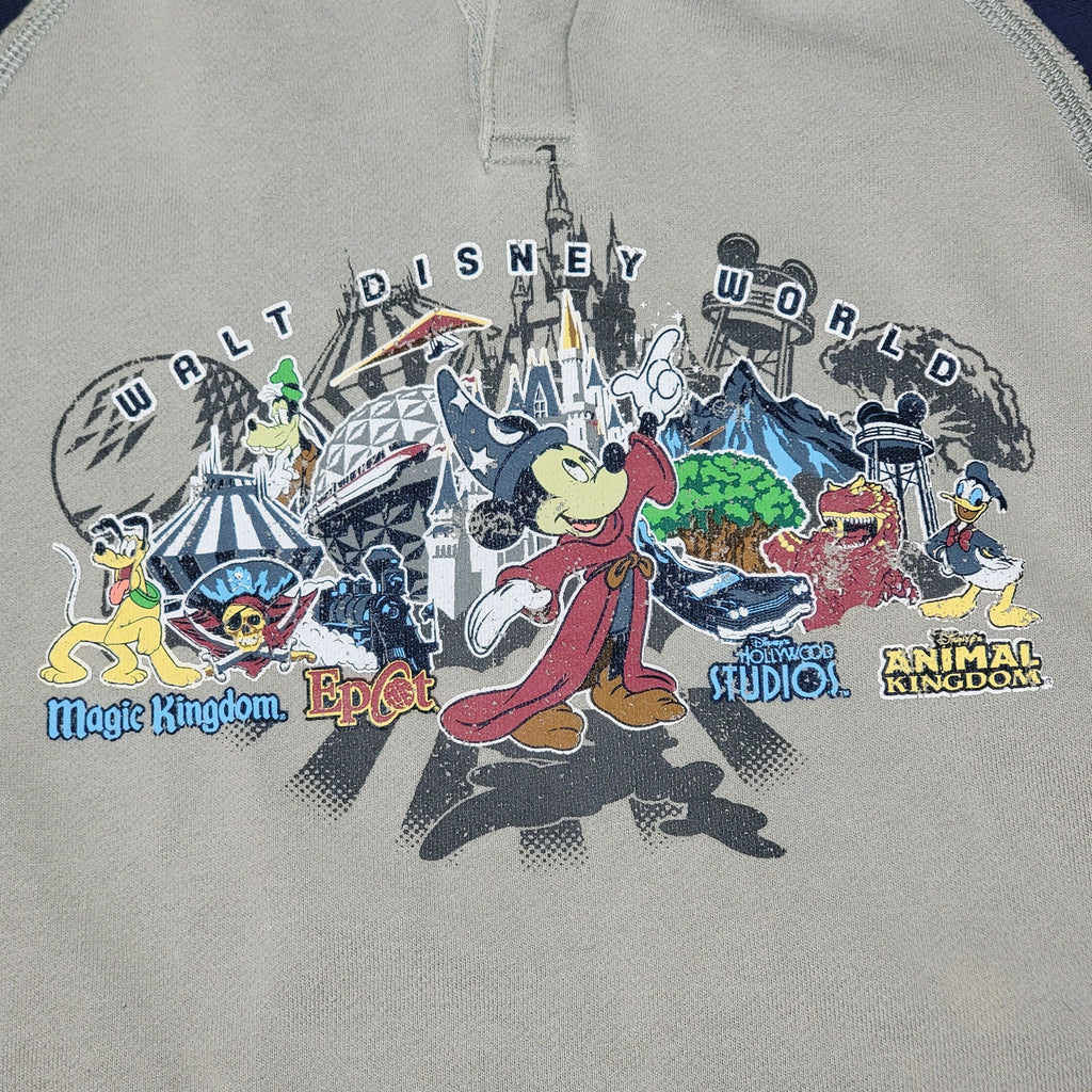 Disney Parks Youth LS Grey & Blue Pull-Over Hoodie "Worlds" - Size Junior XL
