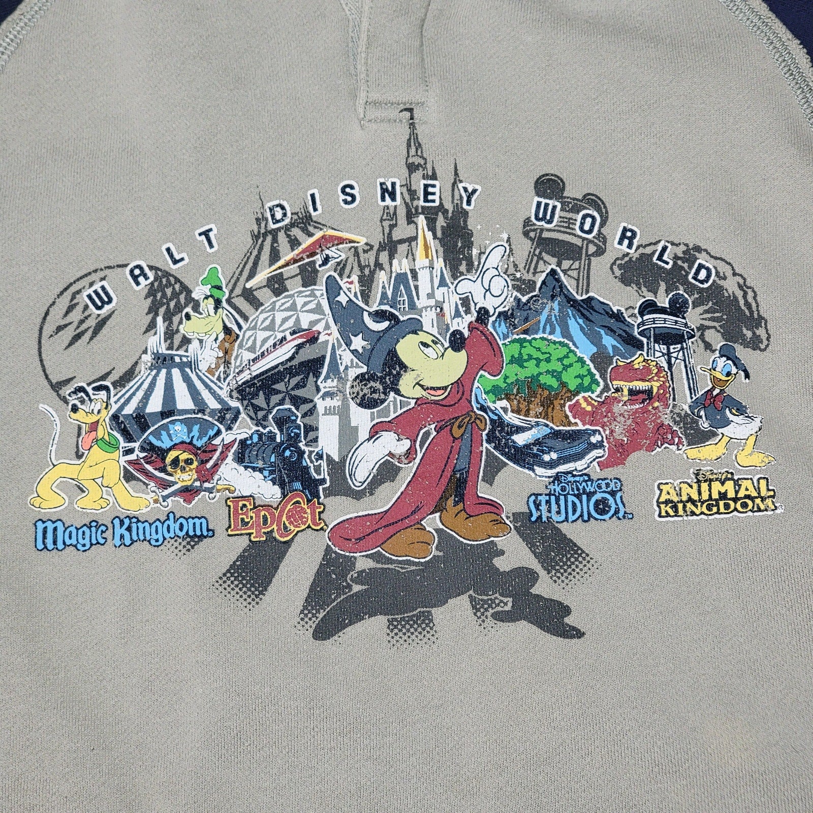 Disney Parks Youth LS Grey & Blue Pull-Over Hoodie "Worlds" - Size Junior XL