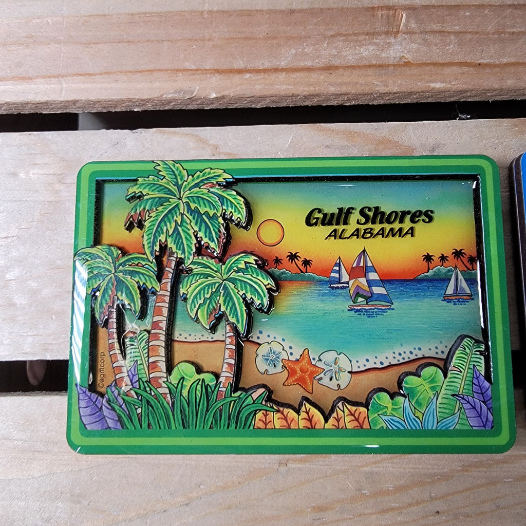 Set of 2 Alabama 2-Layer Magnets: Gulf Shores & Orange Beach - NEW