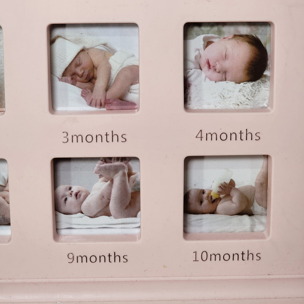 Baby Keepsake Pink Photo Frame "My First Year" 12 Monthly Milestones