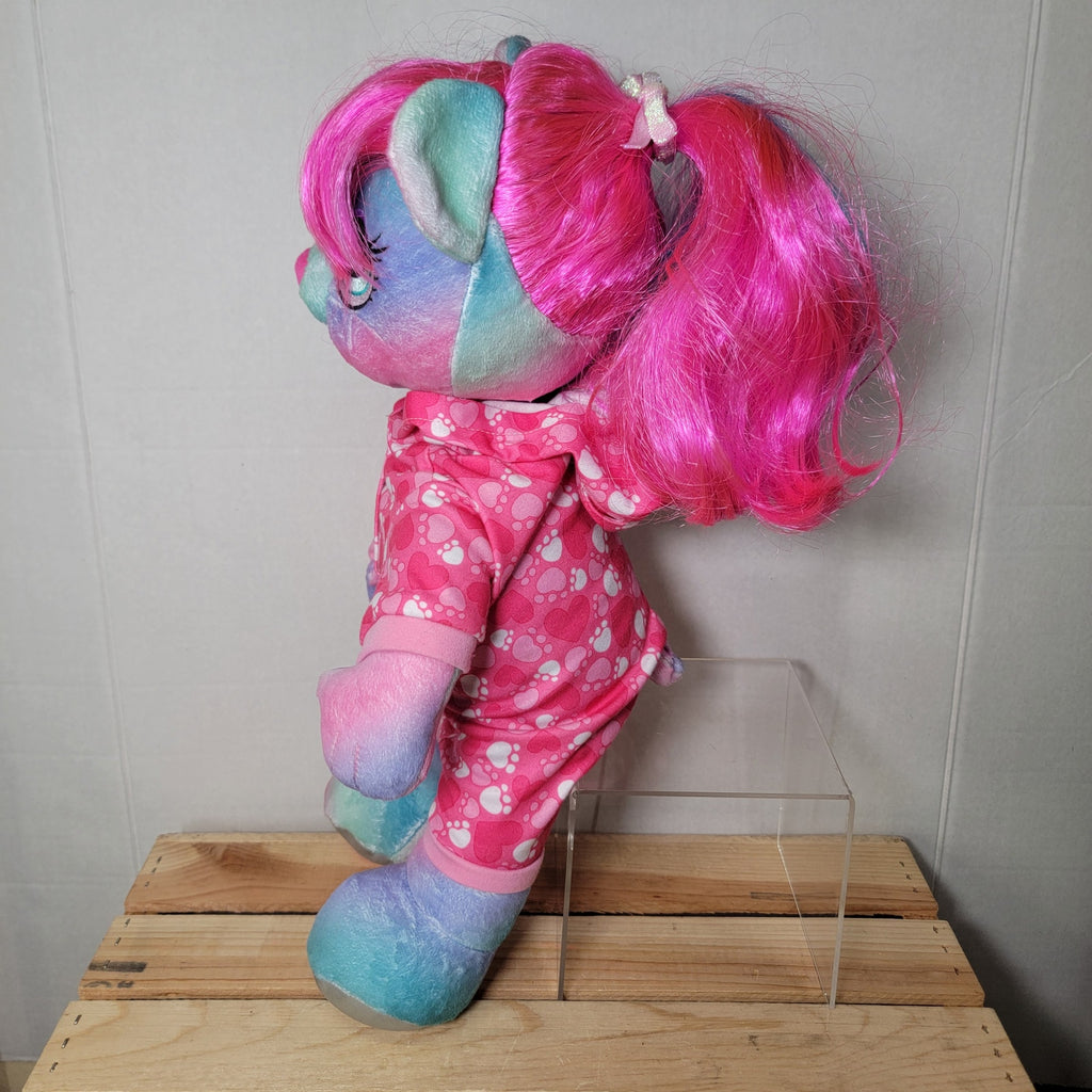 Build A Bear Honey Girls Viv Bear Plush in Pink Paw Pajamas