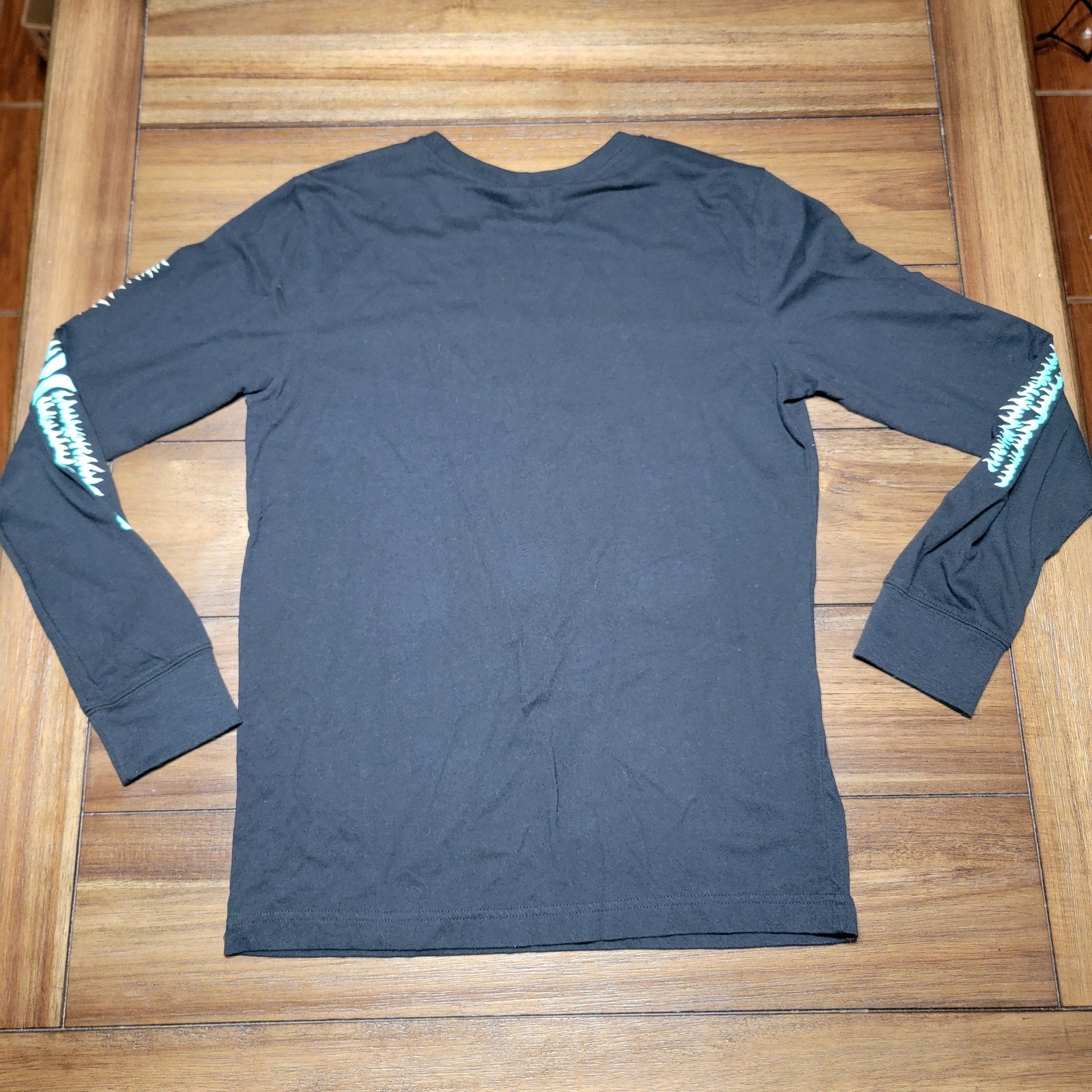 Hurley LS Youth Black Tee Blue Flame Diamond Logo - Size XL (13-15 Yrs)