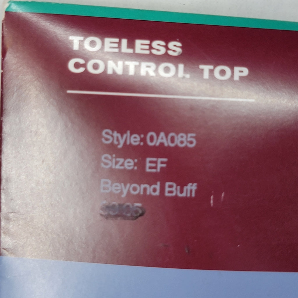 Hanes Silk Reflections Toeless Control Top Hose - Size EF Beyond Buff NEW