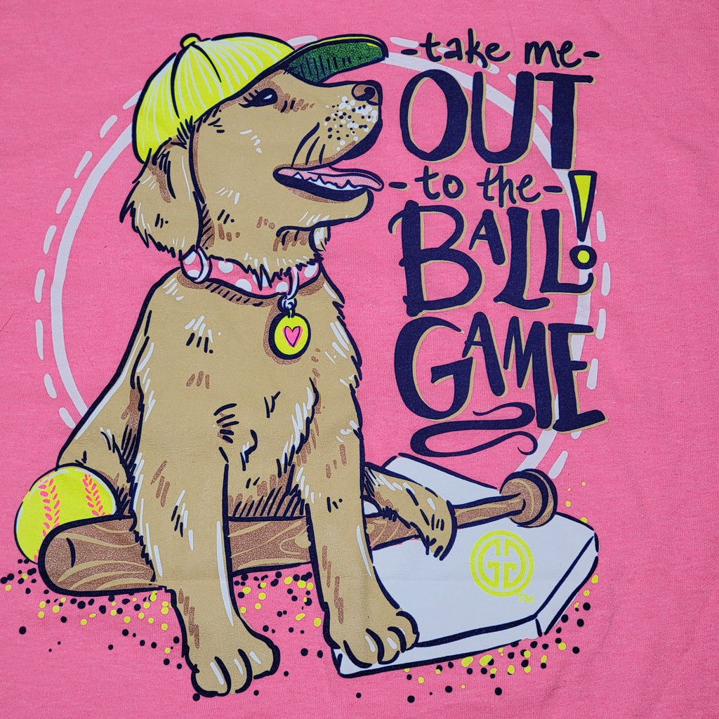 Girlie Girl Originals Bright Pink Tee "Take Me Out To The Ballgame" - Size 2XL