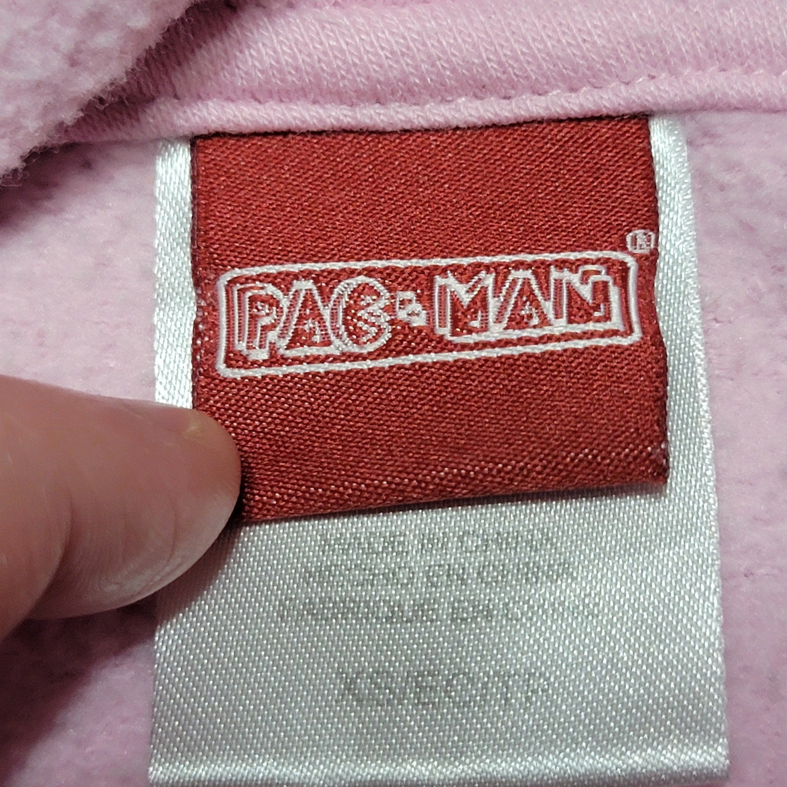 Pac-Man LS Pink Crop Hoodie Ghosts on the Sleeves - Size XS