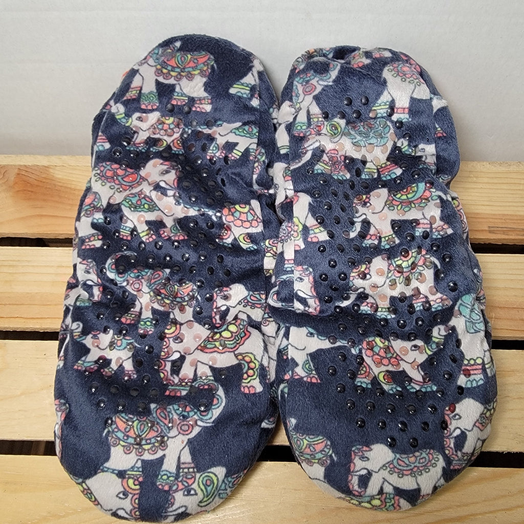 Lazy One House Slippers w/ Elephants - Size L/XL (7-9)