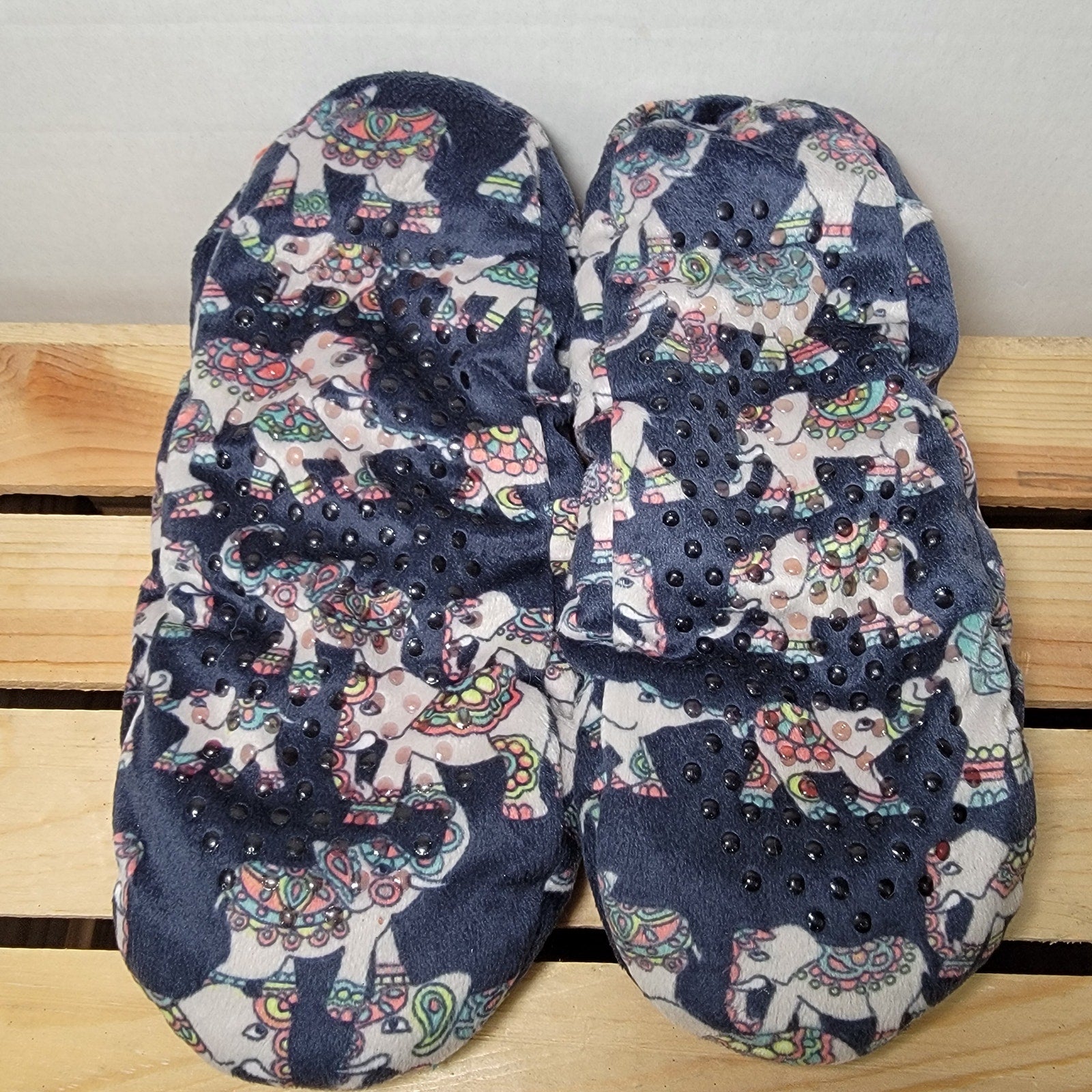 Lazy One House Slippers w/ Elephants - Size L/XL (7-9)