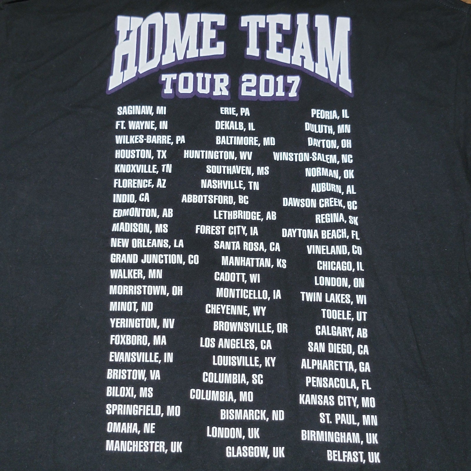 Thomas Rhett "Home Team" Tour 2017 Black Unisex Tee - Size XL