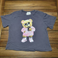 French Pastry Dark Grey Tee Hoodie Bear - Size Medium