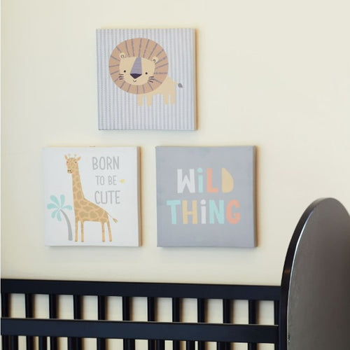 3 Pc Parent's Choice Nursery Decor Safari Wall Art - NEW