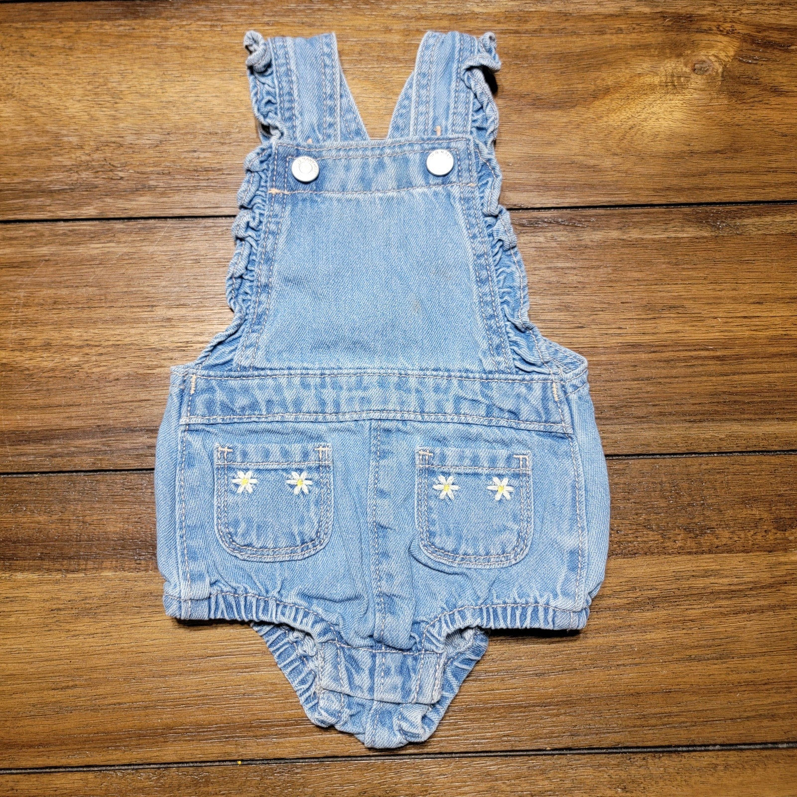 Old Navy Infant Denim Shortalls w/ Daisies - Size 3-6M