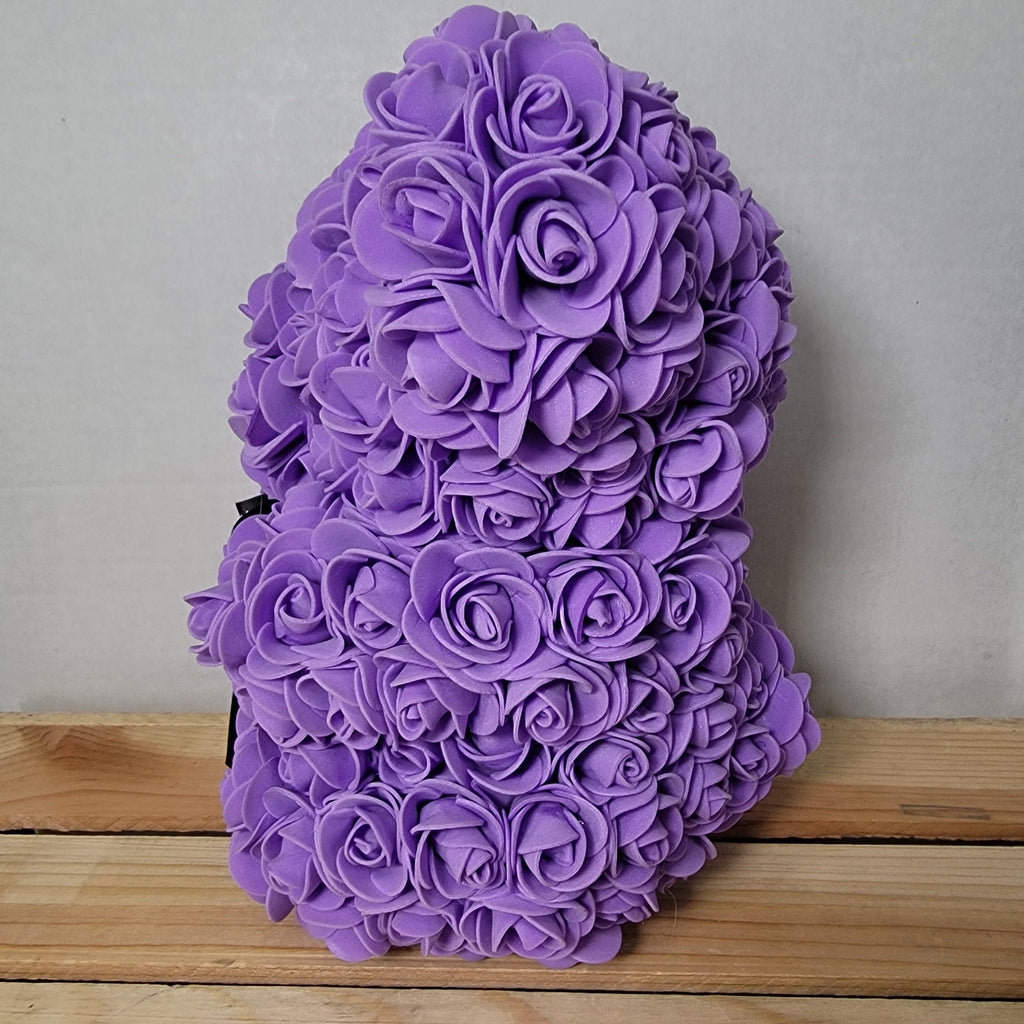 Purple Foam Rose Teddy Bear w/ "Just For You" Ribbon