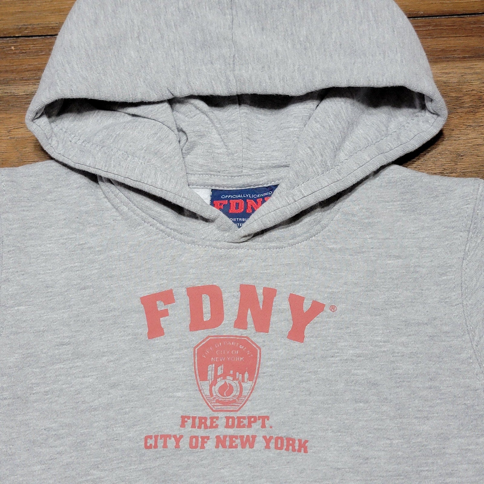 Officially Licensed FDNY Kids LS Grey Pullover Hoodie FDNY - Size Small (6/8)