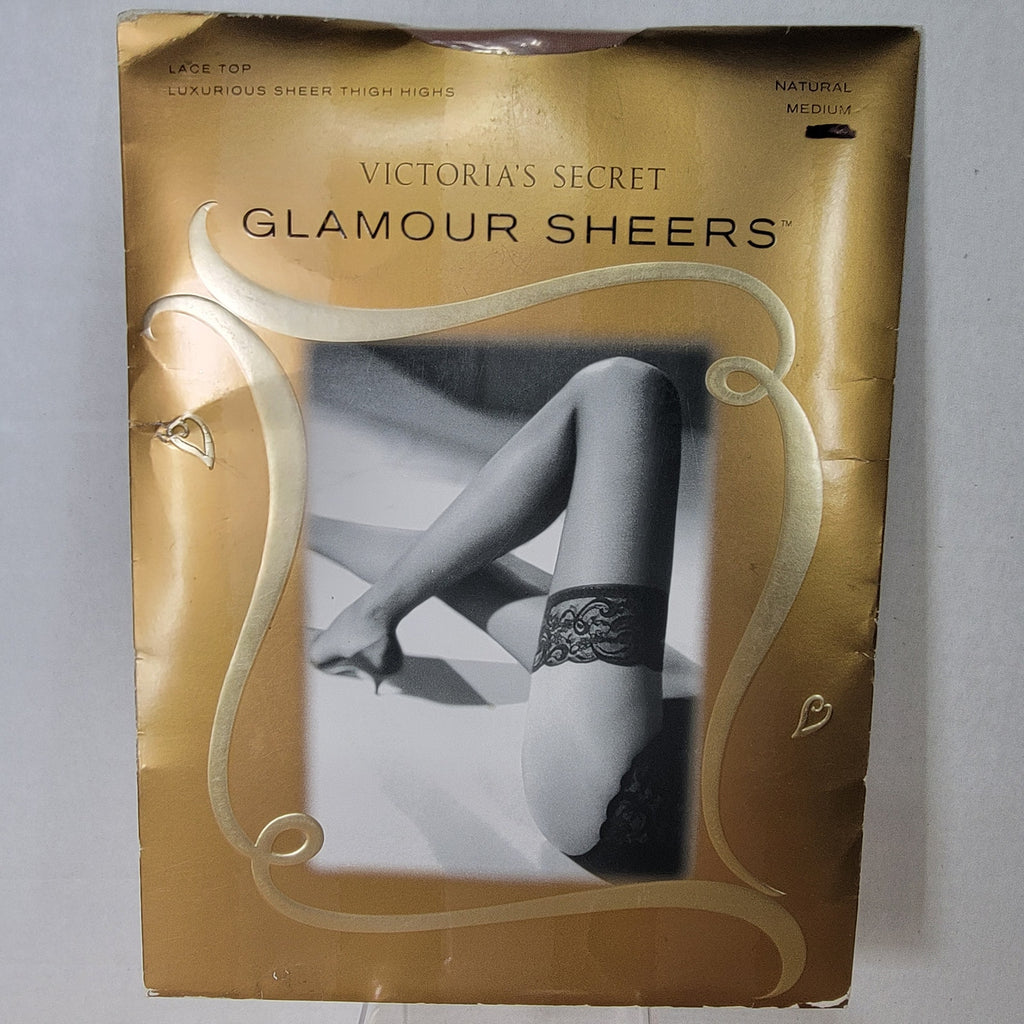 Victoria's Secret Glamour Sheers Lace Top Thigh Highs - Natural Medium NEW