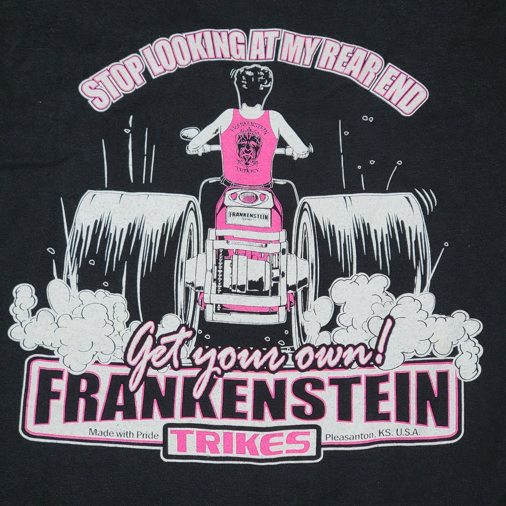 Frankenstein Trikes Black Tee "Stop Looking At My Rear End" - Size Medium