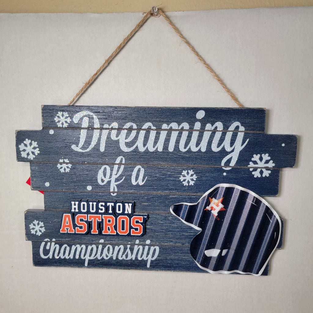 FOCO MLB Merch Houston Astros Christmas Sign "Dreaming of a.." - NWT