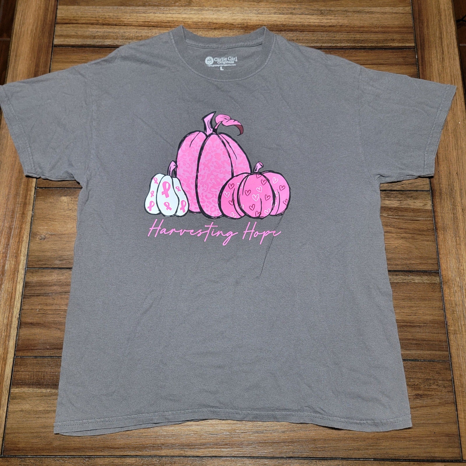 Girlie Girl Originals Tee "Harvesting Hope" Breast Cancer Awareness - Size Large