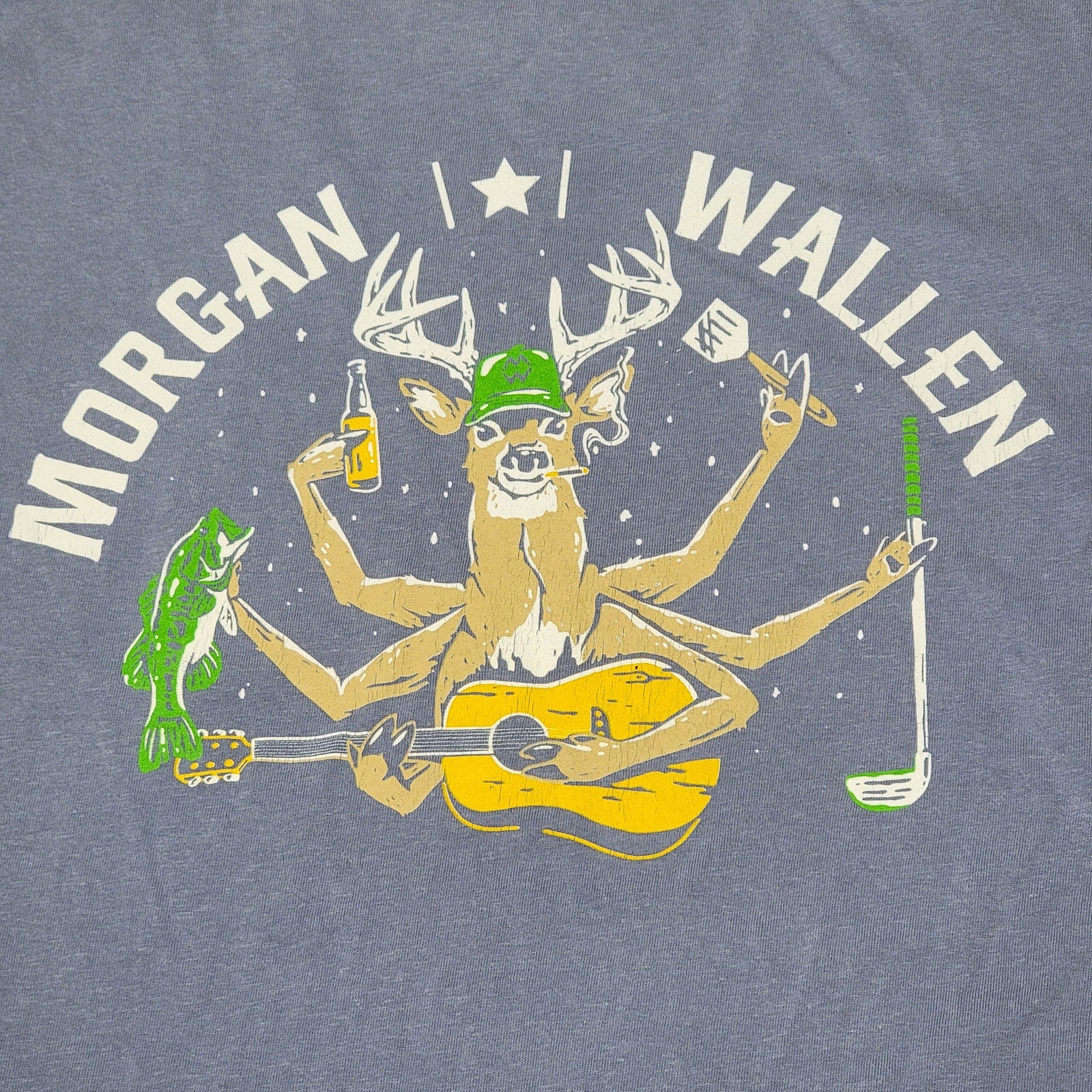 Morgan Wallen Blue Unisex Tee Multi Deer - Size XL
