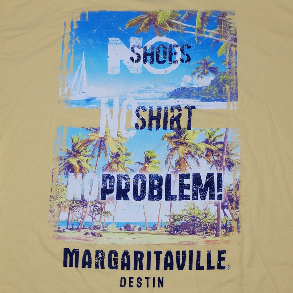 Margaritaville Destin Yellow Unisex Tee "No Shoes No Shirt No Problem" - Size XL